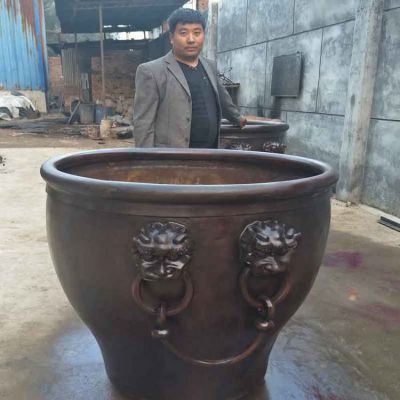 黄铜铸造仿古圆形缸博鱼网页版庭院门口平安招财摆件