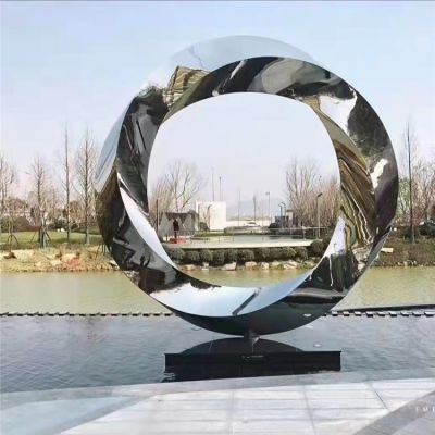 不锈钢镜面抽象圆环博鱼网页版  广场喷泉摆件