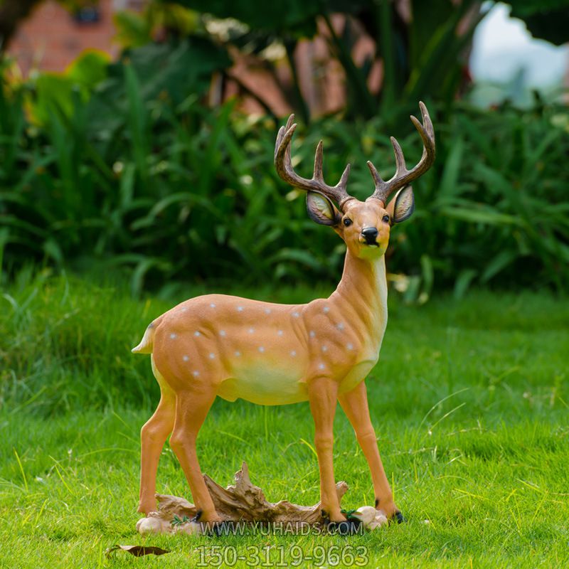 草坪创意景观玻璃钢彩绘梅花鹿博鱼网页版