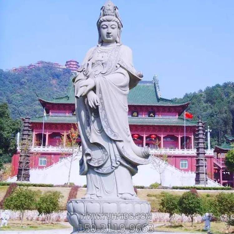 汉白玉雕刻三面观音菩萨寺庙佛像博鱼网页版摆件