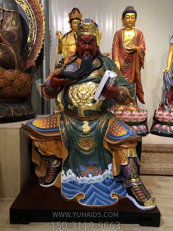 玻璃钢彩绘大型寺庙景观关公博鱼网页版