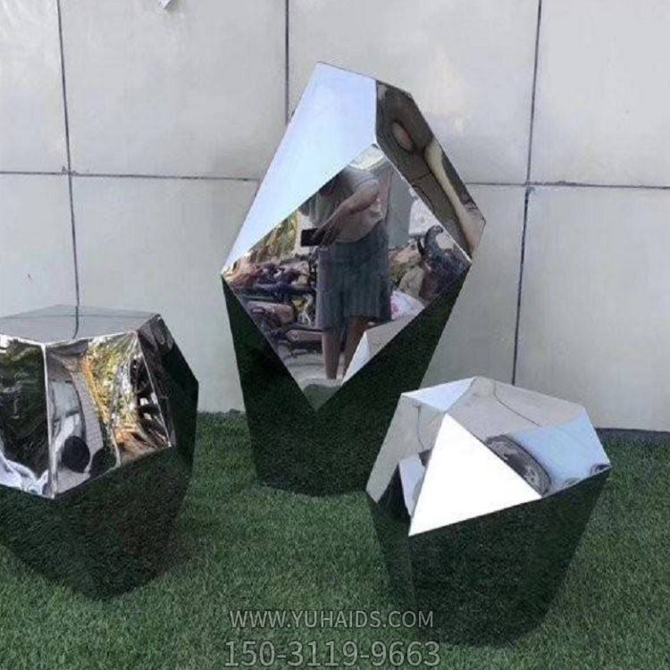 创意镜面不锈钢几何石头 园林景观博鱼网页版