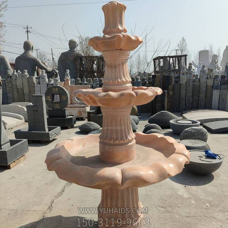 晚霞红石雕别墅小区大型多层喷泉博鱼网页版