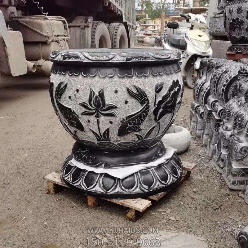 庭院大型景观摆件青石石雕双鱼莲花花盆博鱼网页版