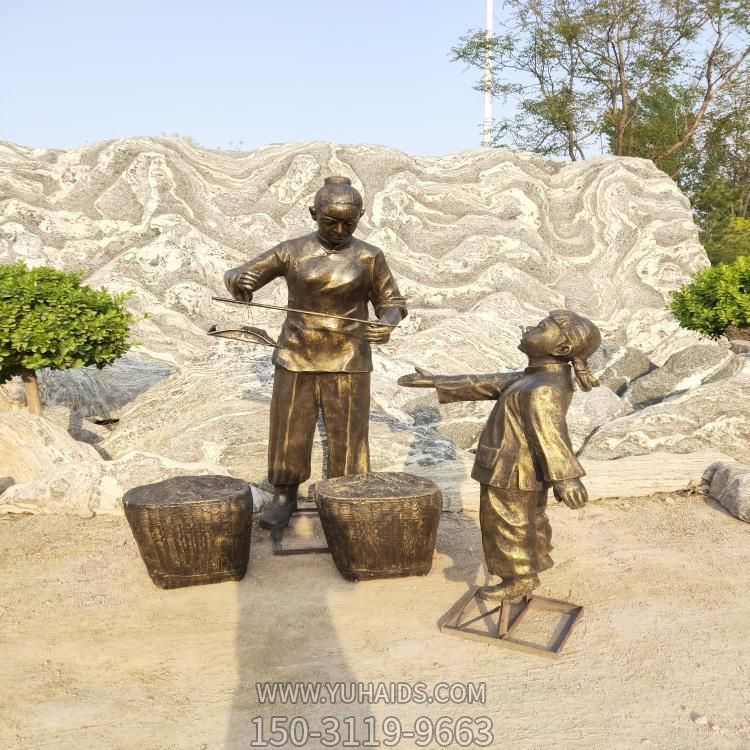 城市街道民俗情景小品玻璃钢仿铜人物博鱼网页版