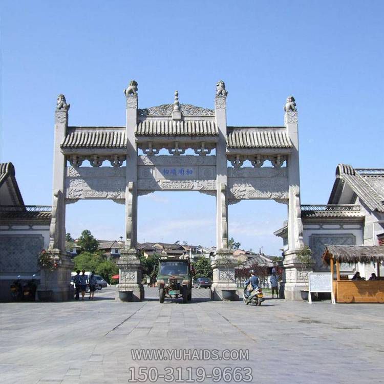 大型大理石石雕多门牌坊博鱼网页版