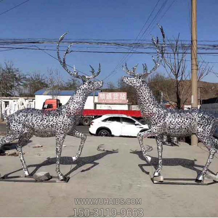 园林户外不锈钢镂空抽象梅花鹿博鱼网页版