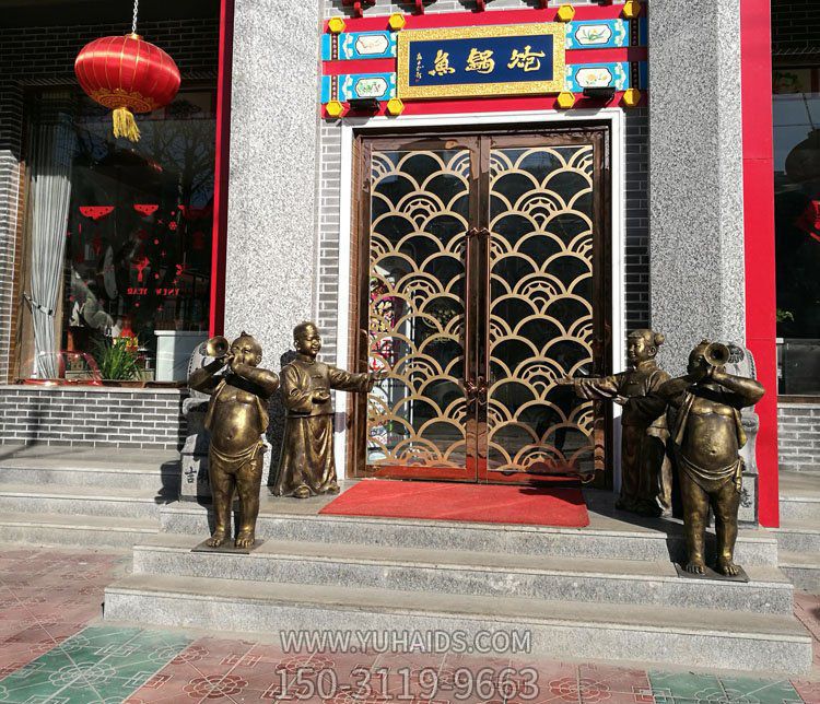 吹唢呐酒店婚庆门口景观铜雕摆件吹奏博鱼网页版