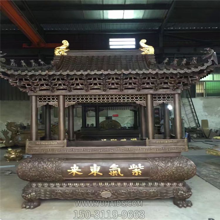 紫铜八龙柱浮雕长形寺庙宗祠香炉博鱼网页版
