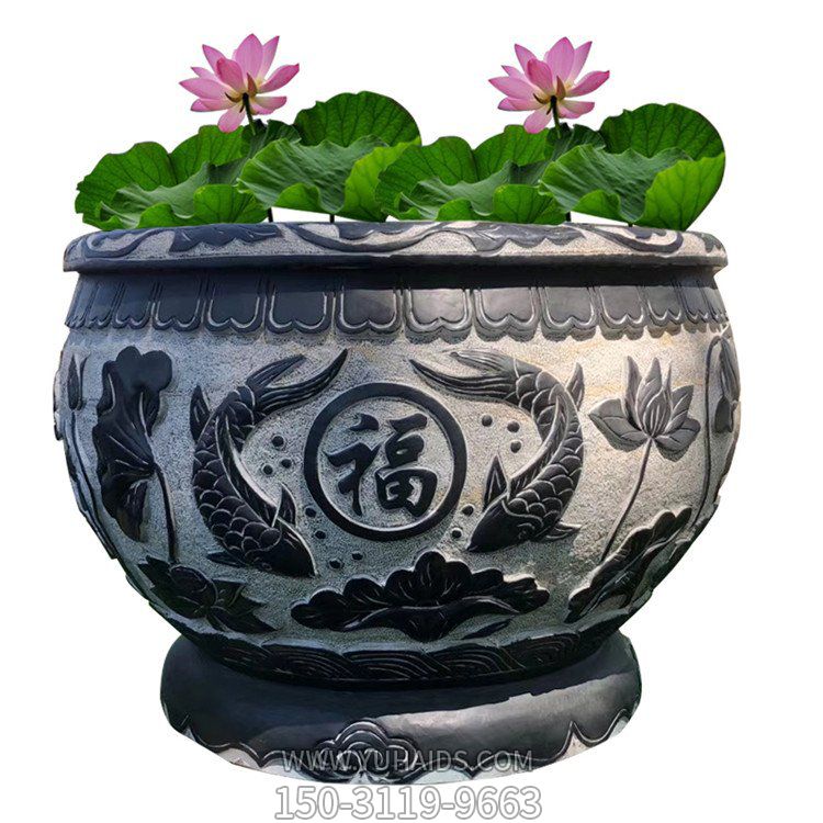 青石浮雕双鱼福字鱼缸摆件博鱼网页版