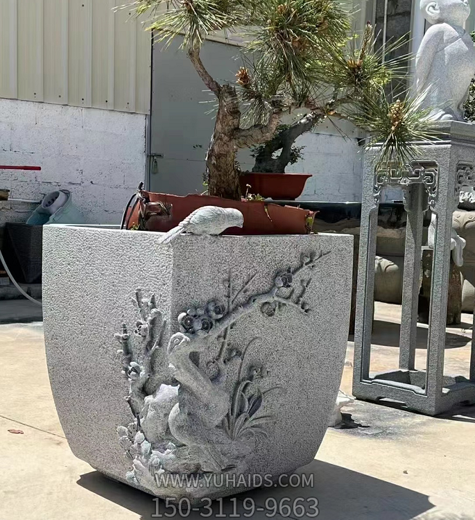 庭院浮雕方形大理石砂石园林花盆博鱼网页版
