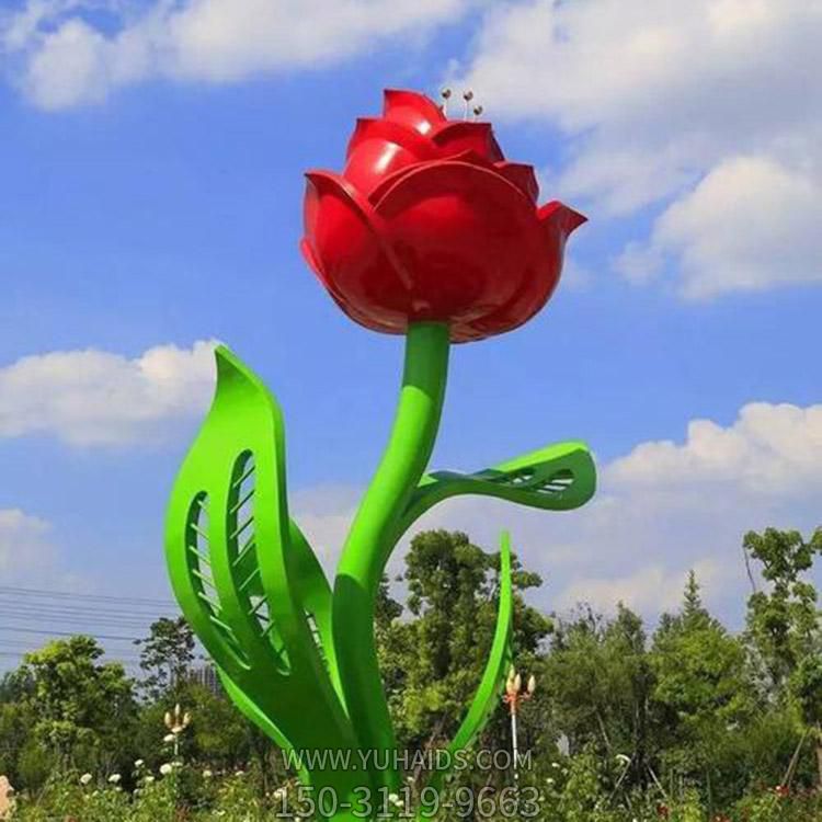 广场摆放不锈钢大型彩绘花朵景观博鱼网页版