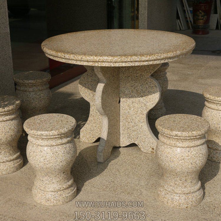 庭院家用花岗岩雕刻制作休闲圆桌圆凳博鱼网页版