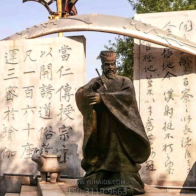 广场摆放中国古代著名书法家柳公权玻璃钢仿铜博鱼网页版像