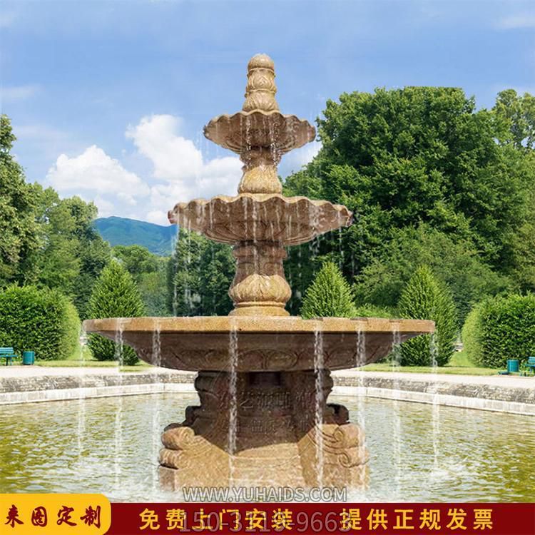 晚霞红石雕户外景区流水摆件博鱼网页版