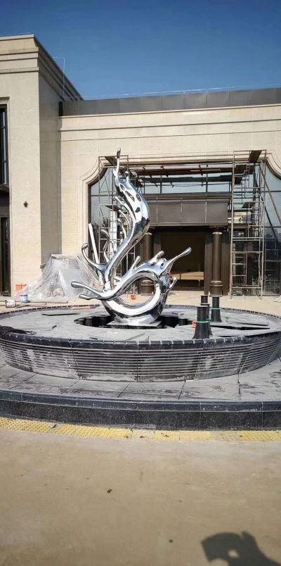 景区喷泉摆放一朵不锈钢海浪浪花博鱼网页版