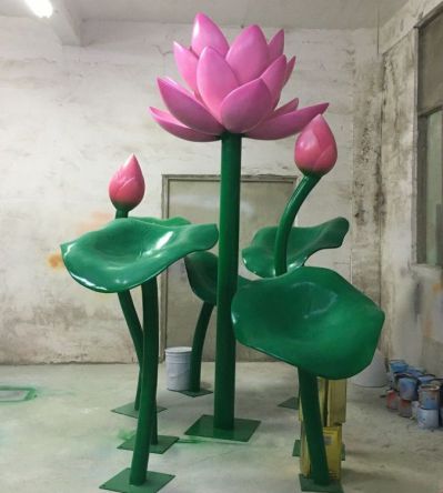 不锈钢彩绘园林广场大型植物景观摆件莲花博鱼网页版