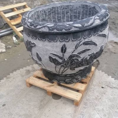 庭院摆放天然青石雕刻养鱼仿古水缸博鱼网页版