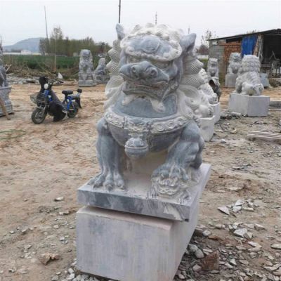 仿古做旧大理石石雕户外园林景观狮子博鱼网页版