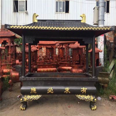 宗祠祠堂室外摆放祭祀四柱铸铁香炉
