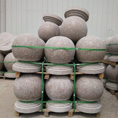花岗岩雕刻小区门口摆放阻车石球