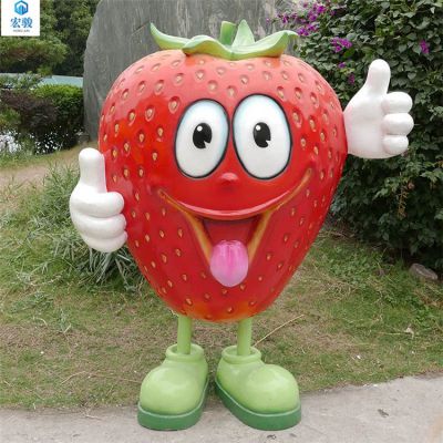 竖大拇指的卡通草莓玻璃钢博鱼网页版