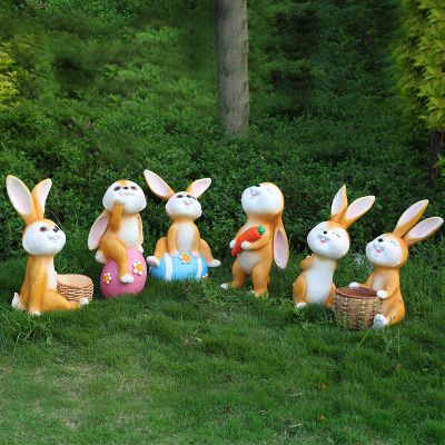 幼儿园一群卡通玻璃钢兔子博鱼网页版