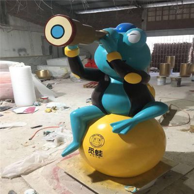 商场摆放定制玻璃钢彩绘青蛙公仔博鱼网页版