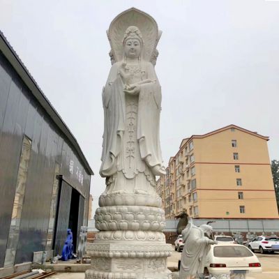 景区户外大型石雕汉白玉三面观音菩萨博鱼网页版