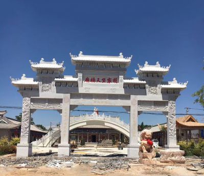 寺庙汉白玉三门五楼石牌坊石雕
