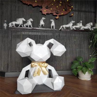 商场美陈摆件玻璃钢几何抽象兔子