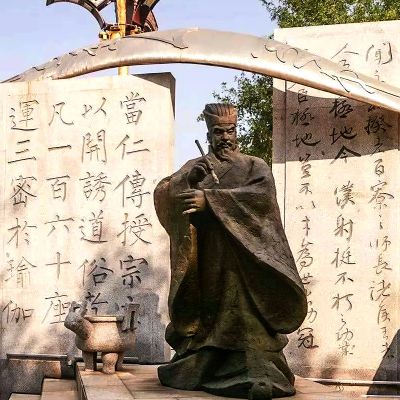 广场摆放中国古代著名书法家柳公权玻璃钢仿铜博鱼网页版像