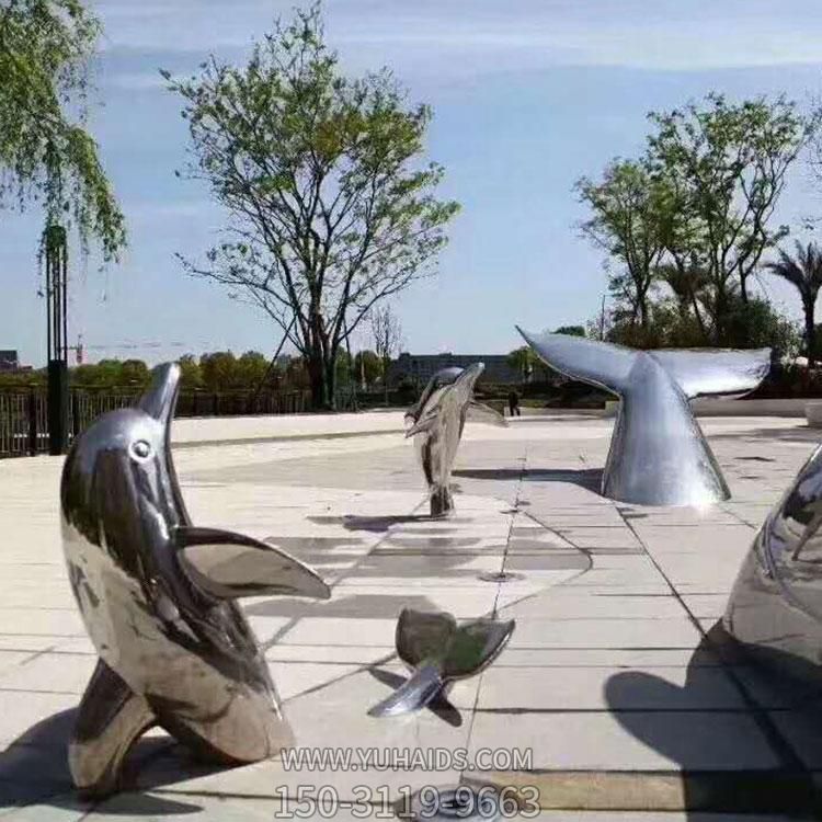 不锈钢镜面抽象园林景观海豚摆件博鱼网页版