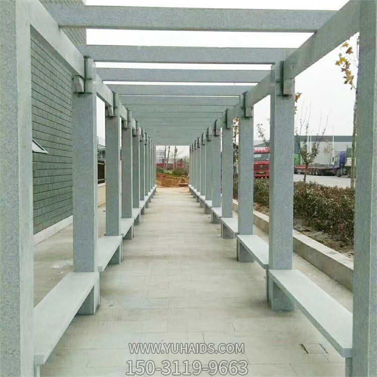 公园摆放花岗岩长廊花架休闲石亭博鱼网页版