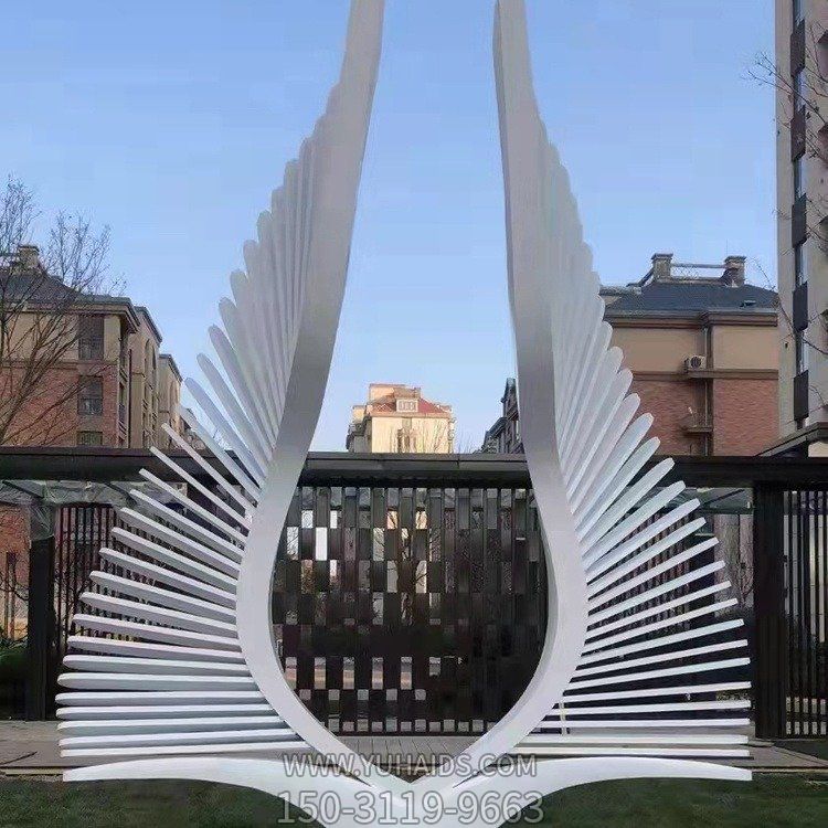 户外不锈钢抽象凤凰翅膀博鱼网页版 园林景观异形镂空金属售楼部摆件