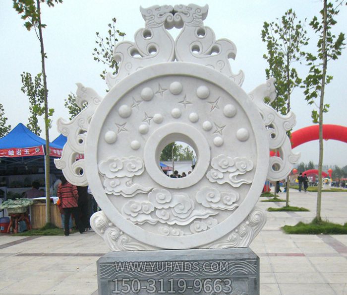 公园广场摆放汉白玉双龙石门墩招财抱鼓石装饰摆件 公园广场摆放汉白玉双龙石门墩招财抱鼓石装饰摆件