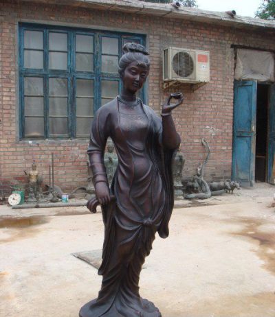 古代公园户外人物铜雕美女博鱼网页版