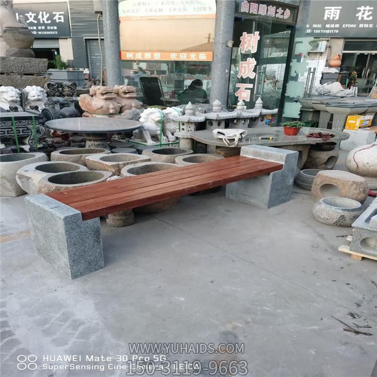 大理石雕刻防腐木长形石凳园林草地摆件博鱼网页版