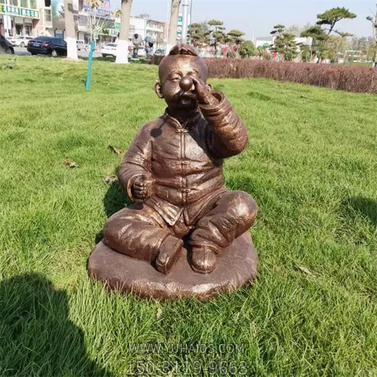 玻璃钢儿童吹糖人童趣人物公园草地小品摆件博鱼网页版