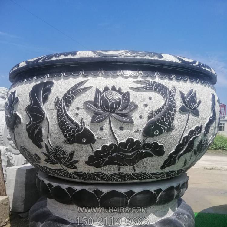 仿古石雕花盆圆形鱼缸复古庭院流水石缸博鱼网页版