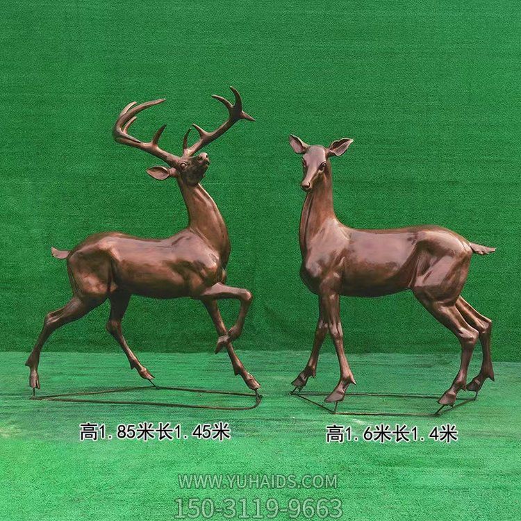 近2米高的玻璃钢仿铜鹿，可改色，可做铸铜效果博鱼网页版