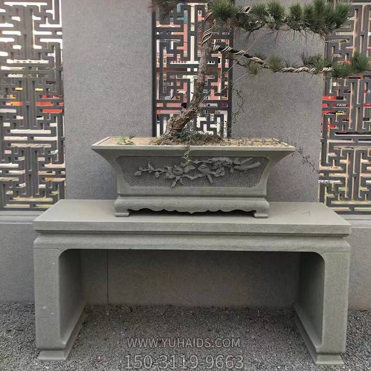 石雕中式石花架石桌庭院盆景底座架子博鱼网页版