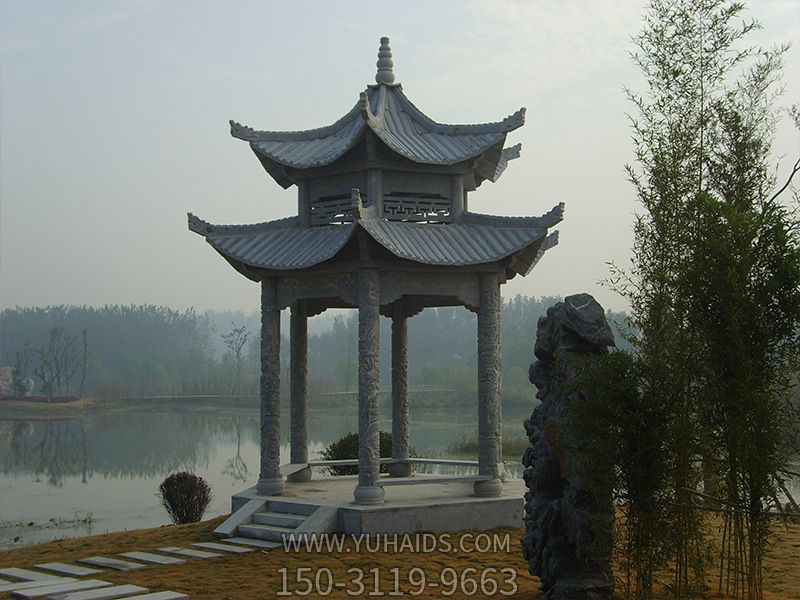 景区湖摆放双层青石仿古建凉亭博鱼网页版