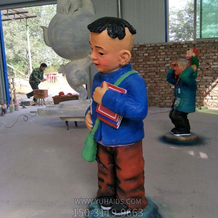 玻璃钢彩绘园林景观读书郎景观摆件博鱼网页版