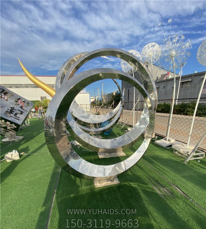 园林户外摆放不锈钢抽象圆环景观博鱼网页版