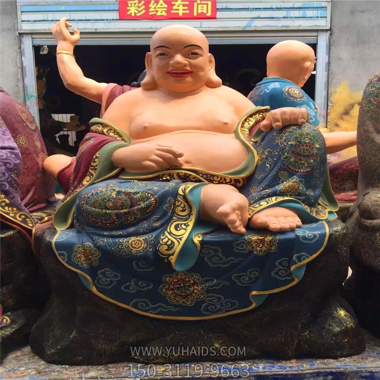 玻璃钢彩绘大型景观笑佛大肚子十八罗汉博鱼网页版