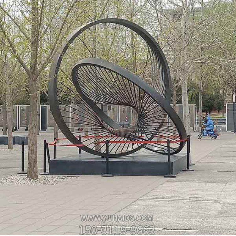 广场大型不锈钢金属拉丝抽象圆环景观摆件博鱼网页版