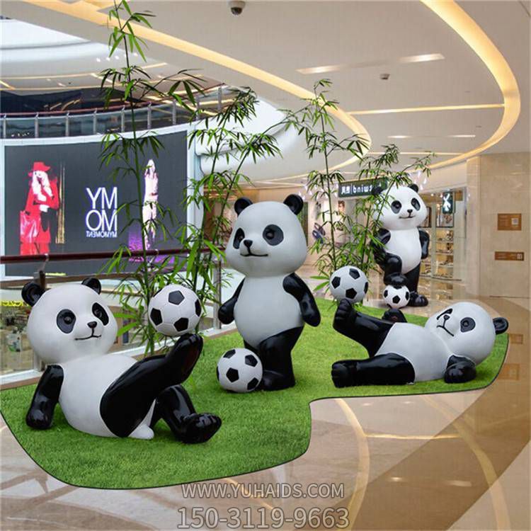 玻璃钢足球熊猫博鱼网页版 动物园熊猫博鱼网页版玻璃钢制品