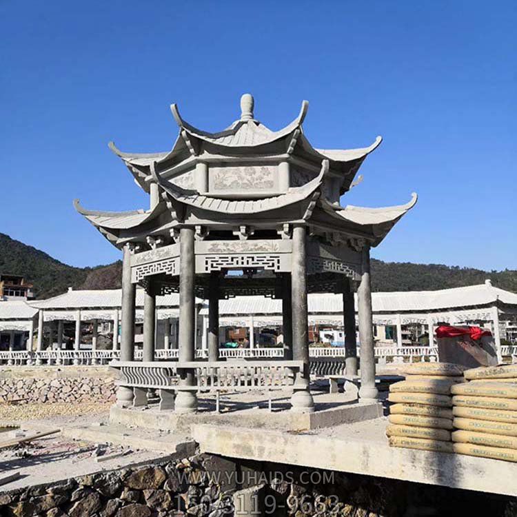 景区园林大理石石雕双层凉亭博鱼网页版
