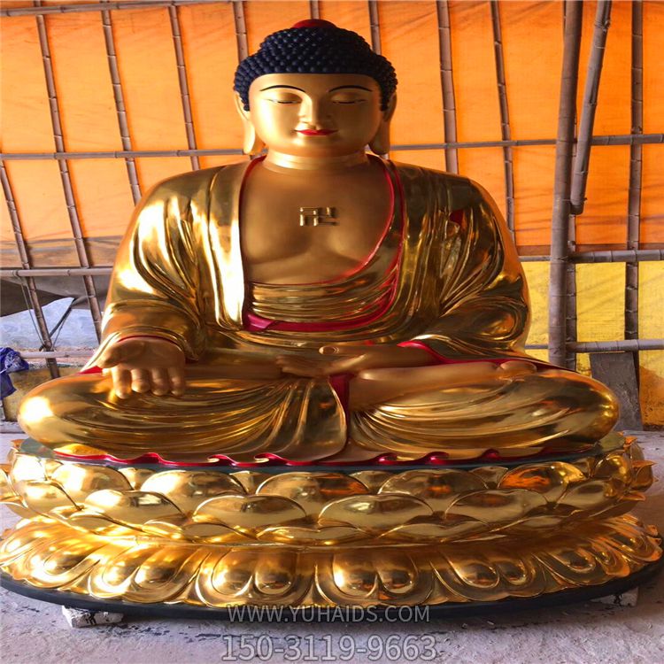 喷金不锈钢寺庙供奉的三宝佛博鱼网页版